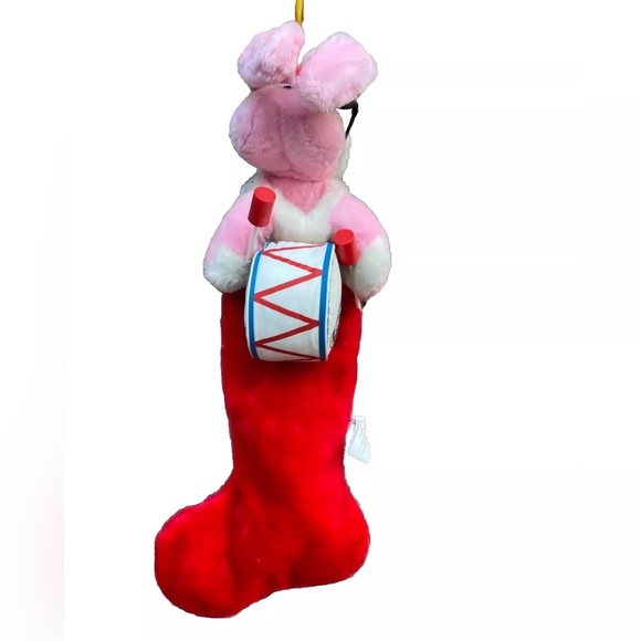 VINTAGE 1993 ENERGIZER BATTERY PINK BUNNY PLUSH 27" CHRISTMAS STOCKING W/ DRUM - Picture 2 of 6